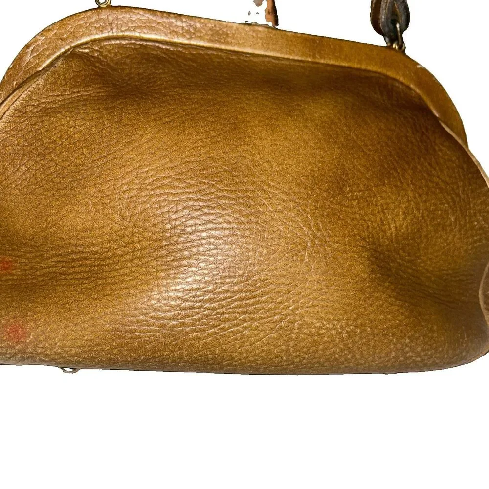 ROGER VAN S  Brown Leather Purse VTG Gold Hardware Tan Handbag
